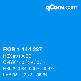 Color code: RGB 1 144 237 | qconv.com
