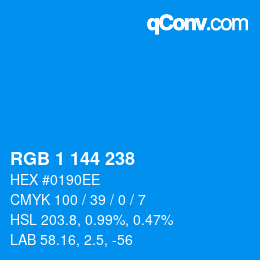Color code: RGB 1 144 238 | qconv.com