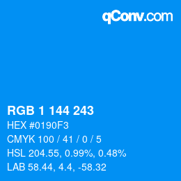 Color code: RGB 1 144 243 | qconv.com