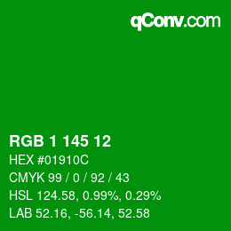 Color code: RGB 1 145 12 | qconv.com