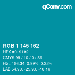 Farbcode: RGB 1 145 162 | qconv.com