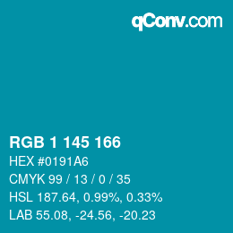 Color code: RGB 1 145 166 | qconv.com