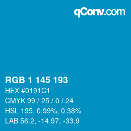 Color code: RGB 1 145 193 | qconv.com