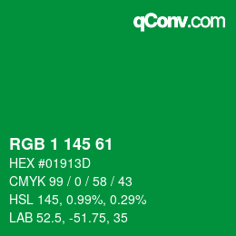 Color code: RGB 1 145 61 | qconv.com