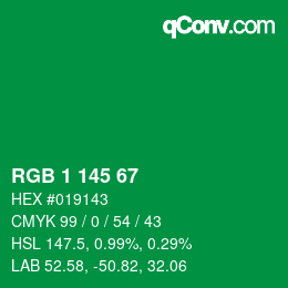 Color code: RGB 1 145 67 | qconv.com