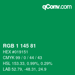 Color code: RGB 1 145 81 | qconv.com
