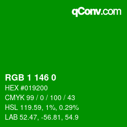 Color code: RGB 1 146 0 | qconv.com