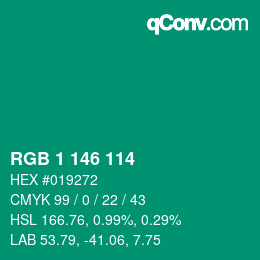Color code: RGB 1 146 114 | qconv.com