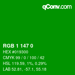Código de color: RGB 1 147 0 | qconv.com
