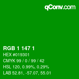 Color code: RGB 1 147 1 | qconv.com