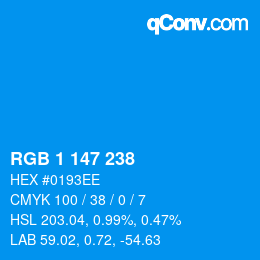 Color code: RGB 1 147 238 | qconv.com