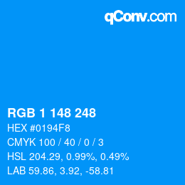 Color code: RGB 1 148 248 | qconv.com