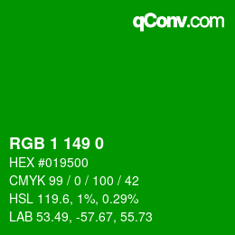 Color code: RGB 1 149 0 | qconv.com