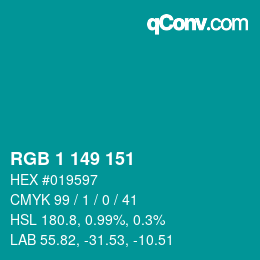 Color code: RGB 1 149 151 | qconv.com