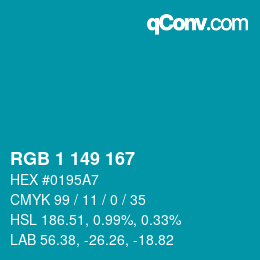 Color code: RGB 1 149 167 | qconv.com