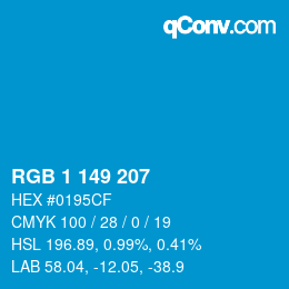 カラーコード: RGB 1 149 207 | qconv.com