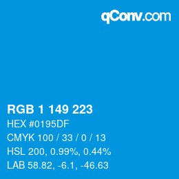 Color code: RGB 1 149 223 | qconv.com