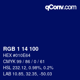 カラーコード: RGB 1 14 100 | qconv.com