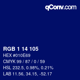 Color code: RGB 1 14 105 | qconv.com