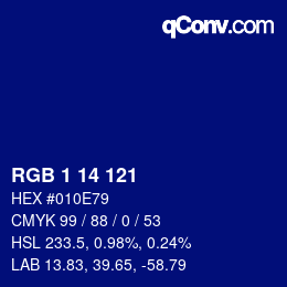 Color code: RGB 1 14 121 | qconv.com