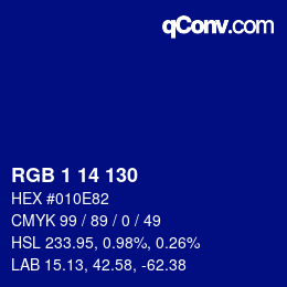 Color code: RGB 1 14 130 | qconv.com
