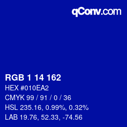 Farbcode: RGB 1 14 162 | qconv.com