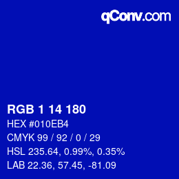 Color code: RGB 1 14 180 | qconv.com