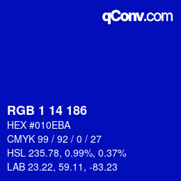カラーコード: RGB 1 14 186 | qconv.com