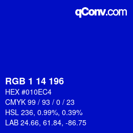 Color code: RGB 1 14 196 | qconv.com