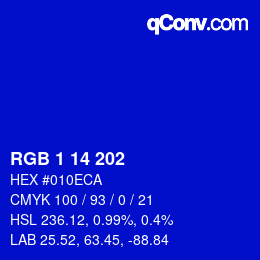 Color code: RGB 1 14 202 | qconv.com