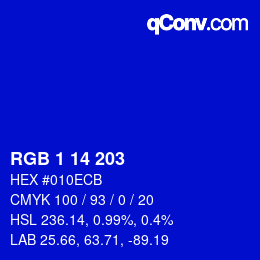 Color code: RGB 1 14 203 | qconv.com