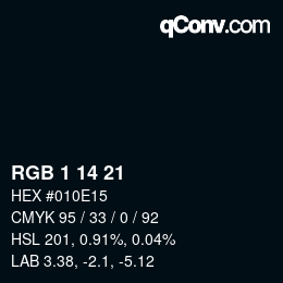 カラーコード: RGB 1 14 21 | qconv.com