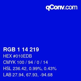 Color code: RGB 1 14 219 | qconv.com