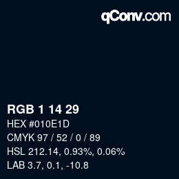 Color code: RGB 1 14 29 | qconv.com
