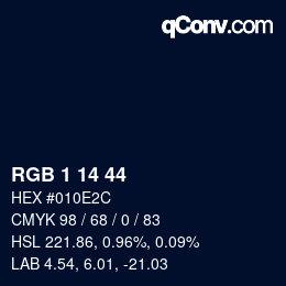 カラーコード: RGB 1 14 44 | qconv.com