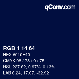 Color code: RGB 1 14 64 | qconv.com