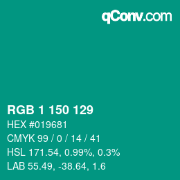 Color code: RGB 1 150 129 | qconv.com
