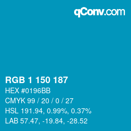 Color code: RGB 1 150 187 | qconv.com
