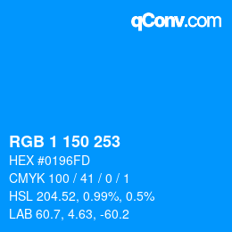 Color code: RGB 1 150 253 | qconv.com
