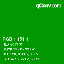 Color code: RGB 1 151 1 | qconv.com