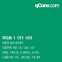Farbcode: RGB 1 151 103 | qconv.com