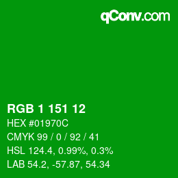 Color code: RGB 1 151 12 | qconv.com