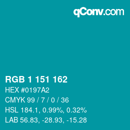 Code couleur: RGB 1 151 162 | qconv.com