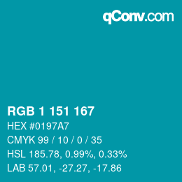 Color code: RGB 1 151 167 | qconv.com
