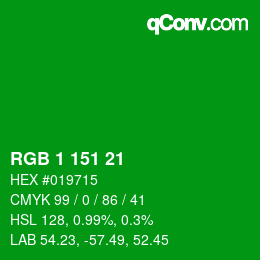 Color code: RGB 1 151 21 | qconv.com