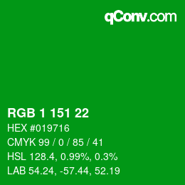 Color code: RGB 1 151 22 | qconv.com