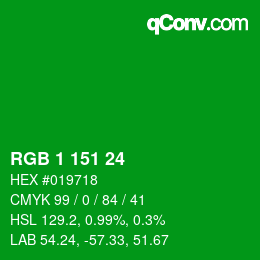 Color code: RGB 1 151 24 | qconv.com