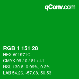 Color code: RGB 1 151 28 | qconv.com