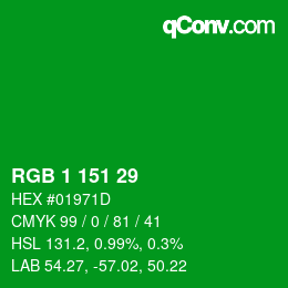 Color code: RGB 1 151 29 | qconv.com