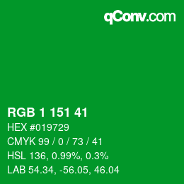 Color code: RGB 1 151 41 | qconv.com